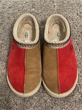 UGG Sheepskin Slippers Colorblock Red Chestnut Suede Women’s 7